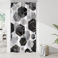 Litabel Modern Small Stall Shower Curtain for Bathroom, Black Geometric Art Decor Waterproof Bath Curtain, Abstract Fabric Shower Curtain Sets for Home Decor, 36" W x 72" L Inch