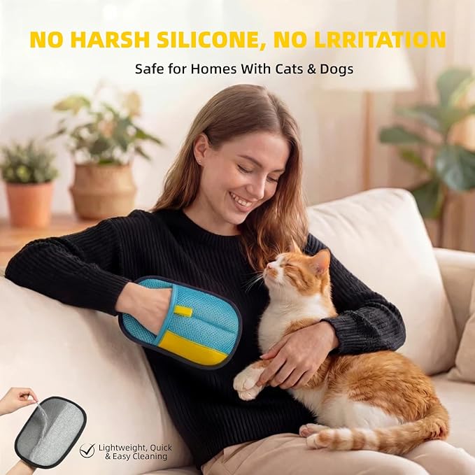 put girl 2-Pack Pet Hair Removal Gloves for Cats & Dogs, Reusable Electrostatic Hair Remover Mitts for Furniture & Clothing