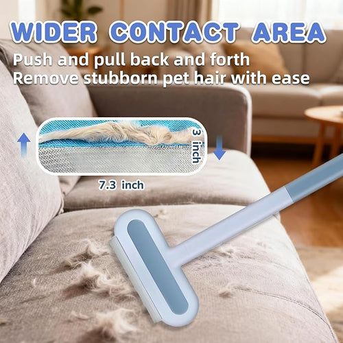 4 in 1 Pet Hair Remover - Washable & Reusable Long-Handle Tool, Gentle Removal for Dog/Cat Hair on Couch, Carpet, Furniture - Also Works for Window & Tile Cleaning (17.3inch)