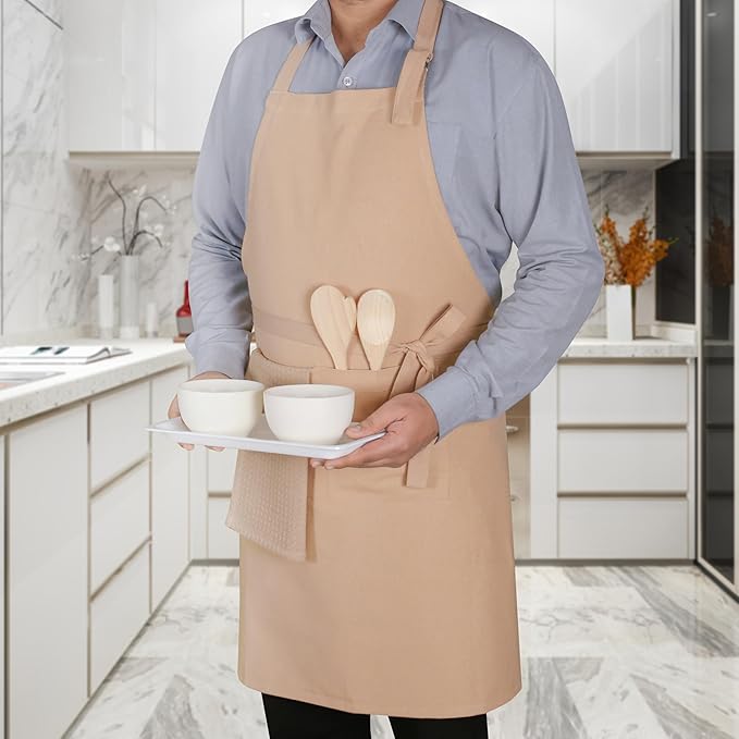 Native Fab Kitchen Apron 2 Pack - 100% Cotton Adjustable, Durable Apron with Pockets, Perfect for Cooking, Baking, Grilling