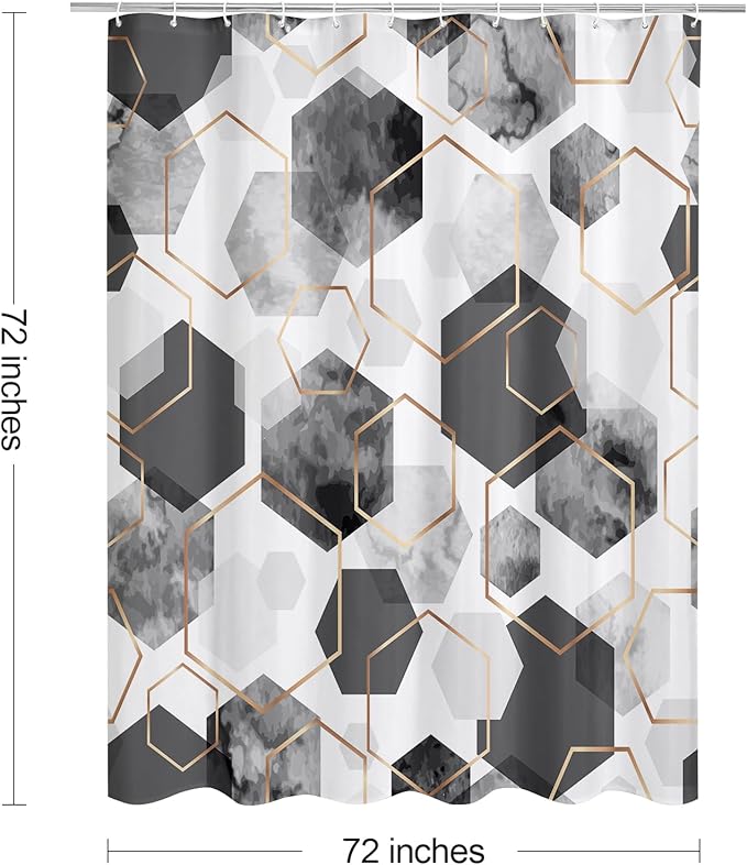 Litabel Grey Modern Shower Curtain for Bathroom, Gray Geometric Art Decor Waterproof Bath Curtain, Abstract Fabric Shower Curtain Sets for Home Decor, 72x72 Inch
