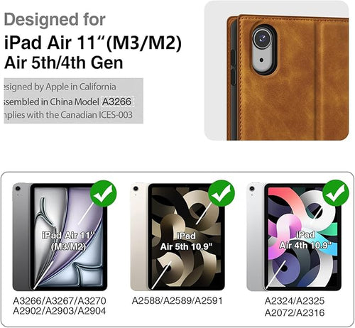 Antbox Case for iPad Air 11-inch M3 (2025) / M2 (2024), iPad Air 5th/4th Generation 10.9'' Vegan Leather with Pencil Holder Typing Angle Auto Sleep/Wake Muti-Stand