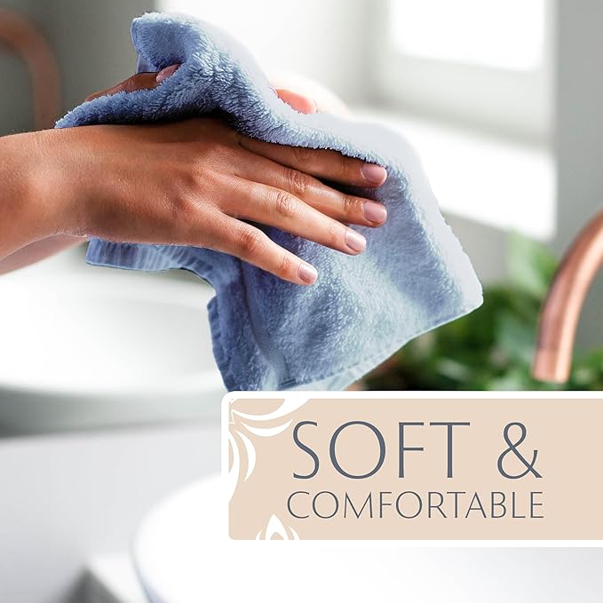 MAURA Light Blue Hand Towels for Bathroom. Luxury Turkish Cotton Bath Hand Towels Set of 6. Ultra-Soft, Thick & Plush - Serenity Blue