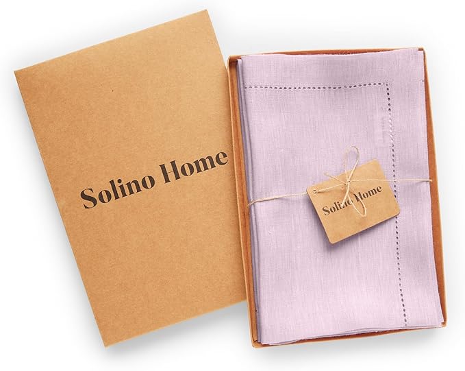 Solino Home Linen Cloth Napkins Set of 4 - Hemstitch 100% Pure Linen Bubblegum Pink Dinner Napkins 20 x 20 Inch for Valentines, Spring, Easter - Milan, Handcrafted and Machine Washable