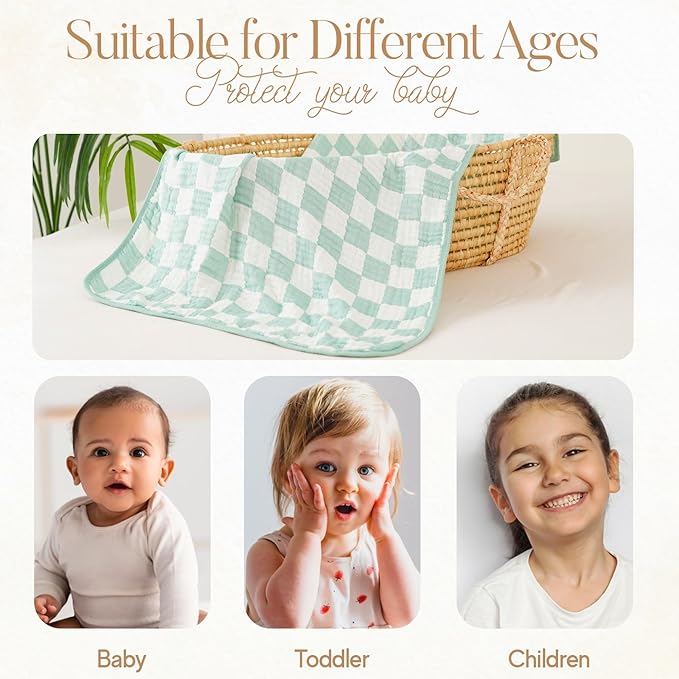 HardNok Ultra Soft Muslin Baby Blanket, A Versatile Swaddle and Bed Blanket for Babies, Toddlers, Boys, and Girls (1 Pack).