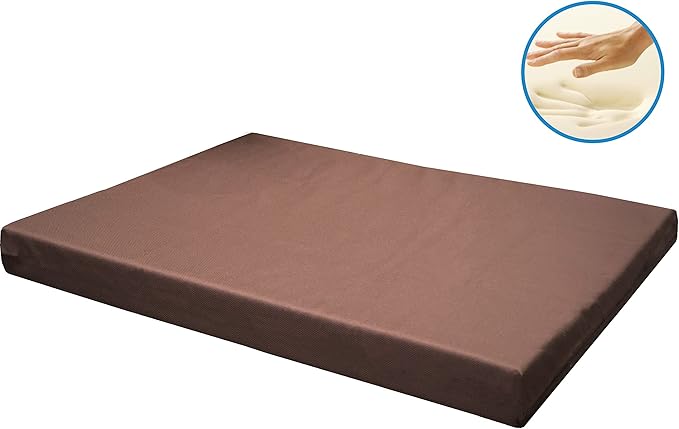 Dogbed4less Memory Foam Platform Dog Bed, Crate Mattress with Waterproof Removable Cover Extra Large 45X27X3 Brown