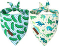 Lionet Paws Summer 2pcs Dog Bandanas, Dinosaur Dog Scarf Bib Premium Fabric, Cucumbers Blue Bandanas for Small Dogs Pets