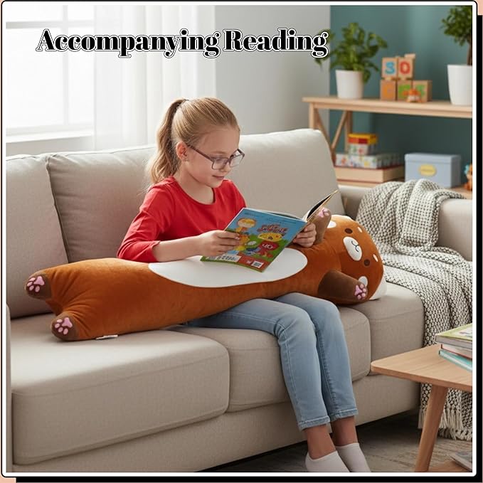 Shuoopen Red Panda Stuffed Animal Pillow - Long Red Panda Plush Toy, Super Soft Hugging Pillow for Kids & Adults, Gift for Christmas & Home Decor (110cm/43.3inch)