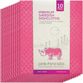 PINK RHINO LABS Swedish Dishcloths – Eco-Friendly Reusable Kitchen Towels – 10 Pack Cleaning Cloths for Dishes, Counters & Surfaces – Super Absorbent, Compostable, Zero-Waste Alternative