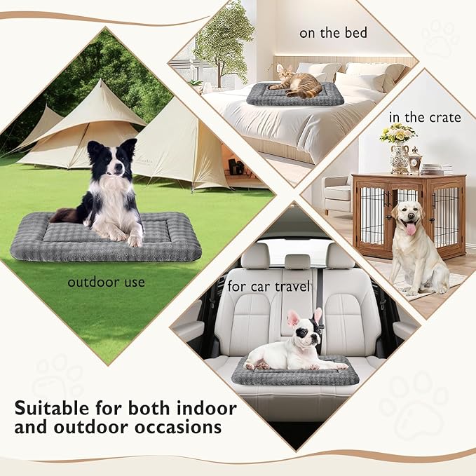 Yaning Pet Bed Mat Crate Pad for Cats Small Dogs, Washable Soft Pet Sleeping Mat Kennel Pad with 3D Bubble Pattern, Grey, 24"x 18"