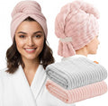 YHPDYL 2-Pack Women's Microfiber Hair Towel Wrap: 50% Faster Drying, Ultra - Absorbent & Anti - Frizz for Long and Curly Hair! 40x11 Inches Oversized, Lightweight for Travel, Gym, Spa & Home Use