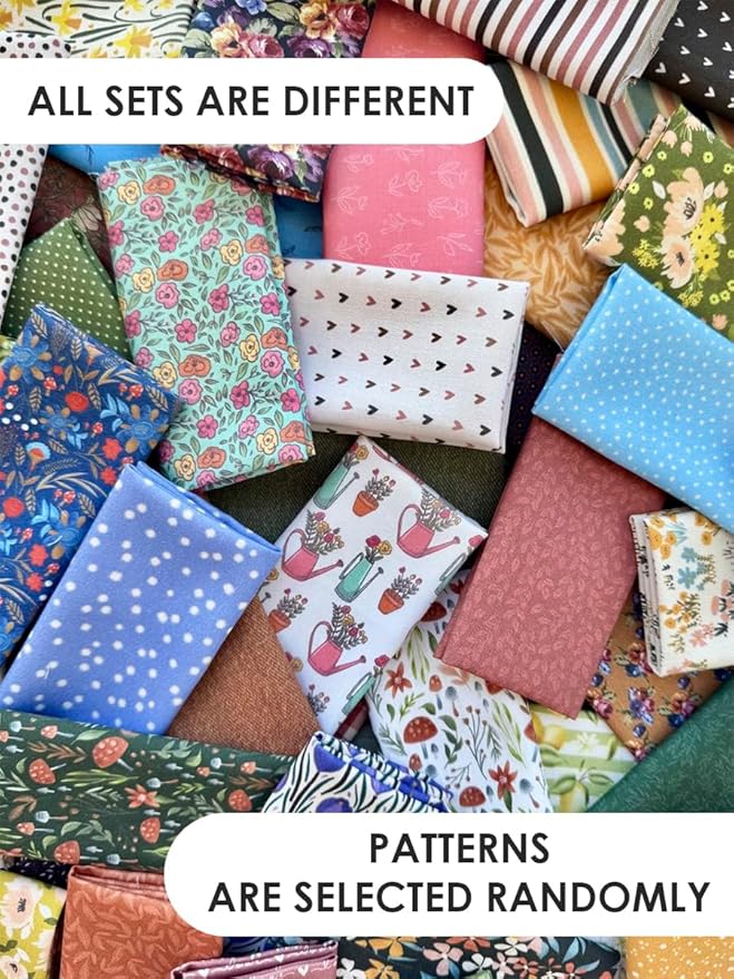 Cotton Fabric Squares Bundle 8x8 Inches – 25 Pcs Assorted Floral & Vintage Prints, 100% Cotton Satin, Quilting Patchwork Sewing Craft Fabric, Random Mix