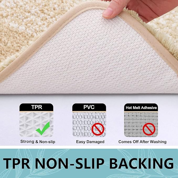 Arotive Microfiber Bathroom Rugs, Shaggy Soft and Absorbent Bath Rug, Non-Slip, Thick Plush Machine Washable Dry Bath Mats for Bathroom, Tub and Shower, 24x16, Camel, Rectangular