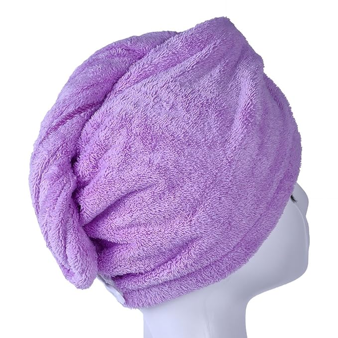 YYXR Microfiber Quick Drying Hair Towel Wrap - Super Absorbent Drastically Reduce Hair Drying Time(2-Pack Rose &Purple)