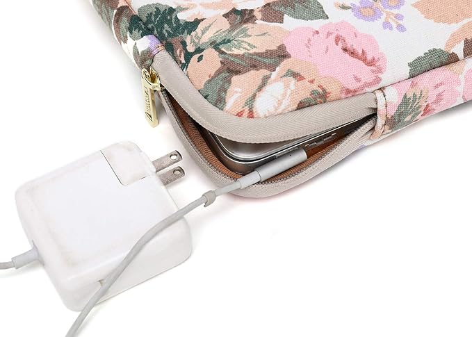 Kayond Canvas Water-Resistant KAYOND Nylon Fabric 15.6 Inch Laptop Sleeve case for 15 inch 15.4 inch 15.6 inch Notebook Computer (15-15.6 inch, White Camellia)