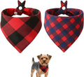 Small Dog Bandana,Soft Cotton Pet Triangle Scarf for Small Dogs & Cats,Lightweight Tie-On,Pet Photo Prop,Cute Holiday Dog Bandana 2 Pack (Red)