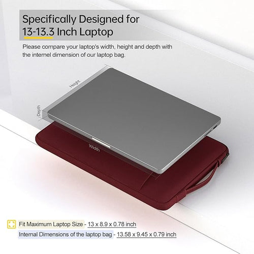 13 inch Laptop Sleeve Case for 13 inch New MacBook Air M4 A3240 2025/ M3 A3113/ M2 A2681/ M1 A2337 Computer Bag, Wine Red