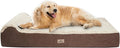 PetFun Jumbo Orthopedic Dog Bed - 7-inch Thick Memory Foam Pet Bed with Pillow Removable Cover Free Waterproof Liner - for Large Dogs (Khaki (Textured Plush), 50''L x 34''W x 10''Th I Extra Large)