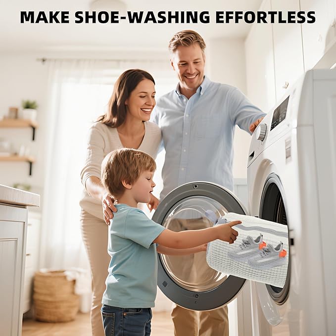 FurrPhunny 2Pcs Shoe Washing Machine Bag, Quick & Easy Cleaning, Laundry Shoe Bag for Washer and Dryer, Cleaning Bag for Sneaker & Most Shoe Types and Sizes (White)