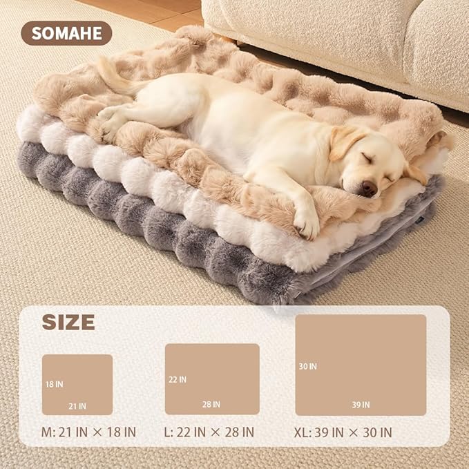SOMAHE Dog Blanket Self-Warming Throw for Medium & Large Dogs, Dual-Side Sherpa Plush, Thick Crate Bed Cover & Car Seat Mat, Anti-Static Machine Washable No Shrink, 39x30 Inch Coffee