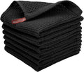 FreeNook 100% Cotton Waffle Weave Kitchen Towels, 6 Pack Dish Cloths for Washing Dishes, Ultra Soft Absorbent Dish Towels, Quick Drying Kitchen Rags, 12x12 Inches, Black