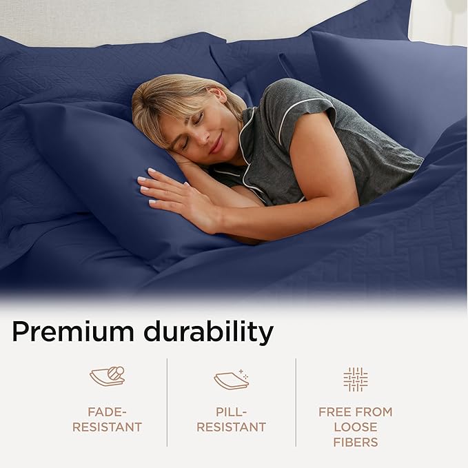 Threadmill Luxury Full Size Sheets | 656 Thread Count Certified Supima Cotton Sheets for Full Size Mattress | 5-Star Hotel Quality 4 Piece Bed Sheet with Extra Deep Pocket | Folkstone Blue Sheet