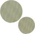 Boccsty Botanical Floral Leaves Trivet Mat 2PCS Simple Flowers Sage Green Round Woven Potholders Kitchen Table Countertop Protector Hot Pads Farmhouse Coasters Counter Mats for Cooking Baking