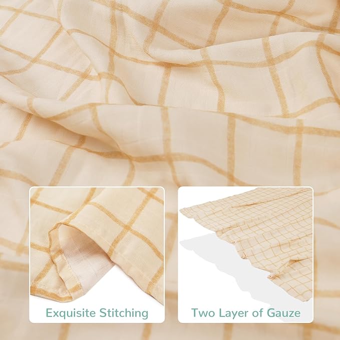 HECCEI Soft Large Swaddle Blankets - 3-Pack 70% Bamboo 30% Cotton Muslin Swaddle Blanket, Large Breathable Receiving Blankets for Newborn, Boys and Girls Swaddles, Registry & Gift, 47 x 47 inches