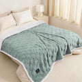 Luciphia Waterproof Dog Blanket for Large Dogs Washable Soft Sherpa Fleece Cat Blankets with 3D Jacquard Cozy Calming Reversible Bed Couch Protector Furniture Protection, Green White, 85x57 inch