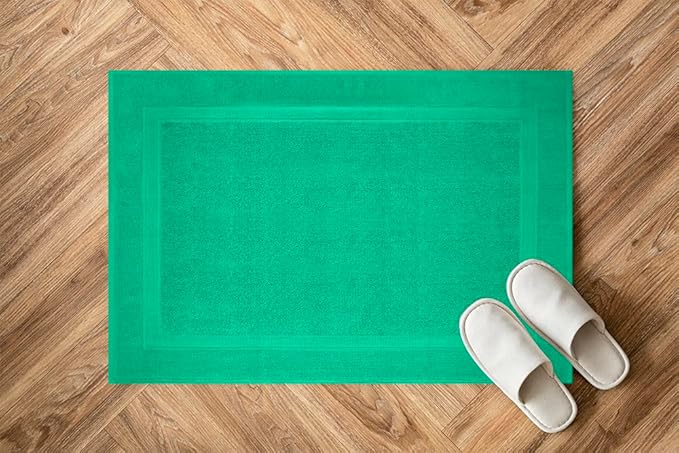 Infinitee Xclusives Premium Cotton Bath Mats for Bathroom – Pack of 2 | 34x22 Inches | Ultra Soft, Super Absorbent, Non-Slip, Machine Washable Mats (Vivid Green) [Not a Rug]