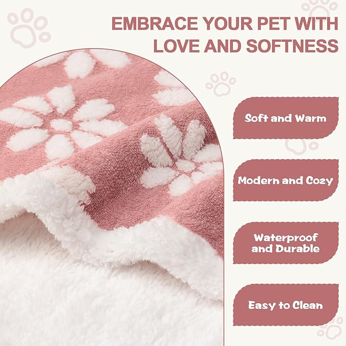 Yaning Waterproof Blanket for Dog Puppy Cat, Cute 3D Textured Flower Dog Blanket for Bed Couch Sofa, Soft Liquid Pee Proof Furniture Protector, 30"x40", Pink