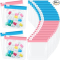 Handepo 24 Pieces Pill Pouch Bags Zippered Set Reusable Translucent Medicine Organizer Sealing Travel Plastic Bags with Slide Lock for Storage (Pink, Blue)