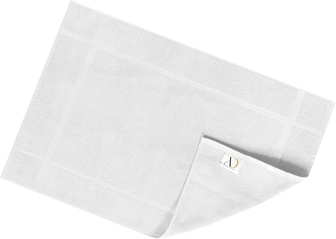 Ample Decor 100% Cotton Bath Mats 24 x 17 Inches, Quick Dry, 1350 GSM Banded Border Shower Bathroom Floor Mat, Not Bathroom Rug - Christmas White, 2 Pack