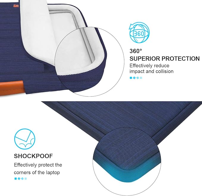 Lacdo 360° Protective 15-15.6 Inch Laptop Sleeve Case for Acer HP Lenovo Dell ASUS Laptop, Acer Aspire 15, HP Pavilion 15, Dell Inspiron 15, Lenovo IdeaPad 15, ASUS ZenBook 15 Computer Bag, Blue