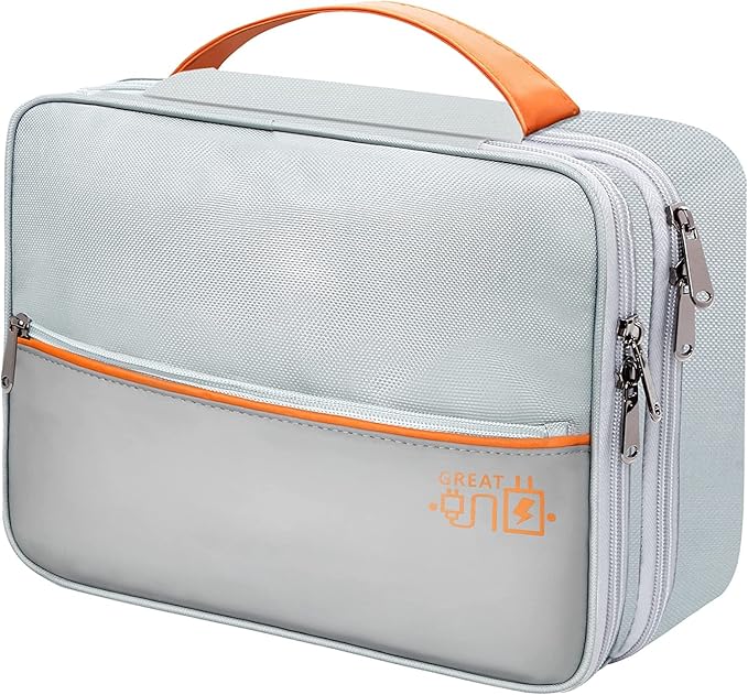 OliviaLiving Electronics Travel Organizer, Double Layer Cable Organizer Bag Waterproof Electronics Accessories Storage Bag for Charger, Phone, Power Bank, Hard Drive, Cord, Tablet