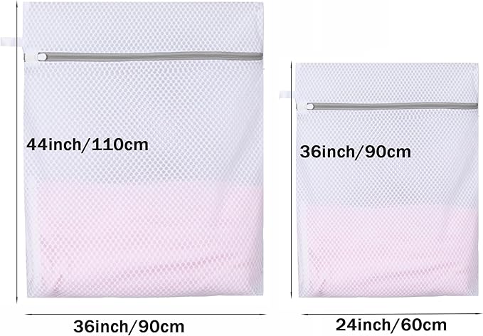 RICHERI Mesh Laundry Bags, Mesh Wash Bags, Durable Mesh Structure with Strong Zipper, Suitable for Underwear, Delicate Clothes, Pants, Shoes, Socks Washing (Honey mesh, Extra Large 24*36in+36*44in)