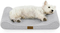 COZY KISS Orthopedic Dog Bed for Small Dogs up to 35 lbs - Removable Cover with Waterproof Lining & Non-Skid Bottom, Cotton-Polyester Blend Boat-Shaped Lounger Mattress, S(30x20x5in), Light Gray
