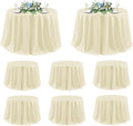 sancua Round Tablecloth 120 Inch Diameter, 8 Pack - Circle Polyester Fabric Table Cloth for Party Reception Banquet Birthday, Washable Formal Table Cover (Fit 48-96 Inch Tables), Beige