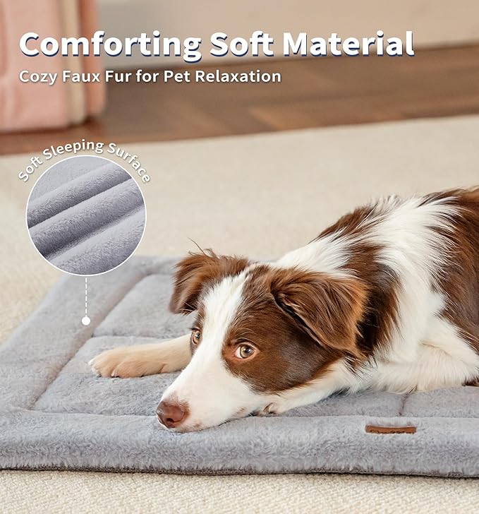 MADE 4 PETS Dog Crate Pad Bed for Extra Large Dogs, Washable & Reversible, Anti-Slip Kennel Mat for Cozy Sleeping, Soft Fluffy Dog Bed for Indoor & Outdoor Use, 48"x30", Gray
