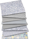 Aubliss 8pcs Fat Quarter Fabric Bundles 100% Cotton 20'' x 20''Quilting Cotton Craft Fabric Pre-Cut Squares Sheets for Patchwork Sewing Quilting Crafting(Grey Flower)
