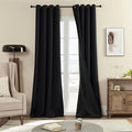 Rutterllow 100% Blackout Curtains, 96 inches 2 Panel Sets, Heat and Full Light Blocking Drapes with Grommets for Bedroom, Thermal Insulated Window Treatment Drapes for Living Room (Black,52x96inch)