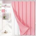 Craidlela 3 in 1 Extra Long Pink Shower Curtain Set-72 W x 84 H, Modern Waffle and PEVA Liner Set with 12 Stainless Steel Hooks, Waterproof Fabric for Bathroom
