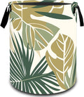 VODRM Tropical Palm Monstera Leaf Laundry Basket, Dirty Collapsible Clothes Toy Organizer Hamper for Kids Adults, Oxford Cloth Waterproof Storage Bin for Room Bathroom Home Decor Gifts, 19.7"X15.7"