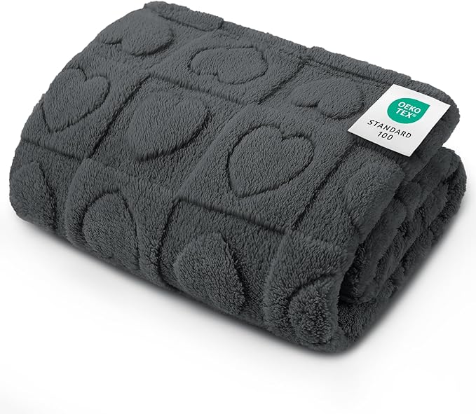 Luciphia Small Dog Blanket Washable Pet Bed Cover Soft Fluffy Puppy Blanket with Premium Fleece 300GSM Cozy Calming Cat Blankets for Indoor Cats Grey 41x31 inch