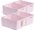 MiniArk Large Storage Baskets for Organizing, Closet Shelf Baskets for Clothes Blanket Towels, Baby Nursery, Toy Bins Box, Woven Rope Baskets, 17 x 13 x 7.5”, 4 Packs Light Pink