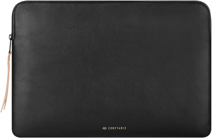 Comfyable Slim Protective Laptop Sleeve 14 Inch Snugly Compatible with MacBook Pro 14-inch M5 M4 M3 M2 M1 Pro/Max 2025, PU Leather Bag Waterproof Cover Notebook Computer Case for Mac, Black