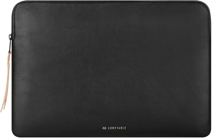 Comfyable Slim Laptop Sleeve Compatible with 13 Inch MacBook Air 13 in M4 M3 M2 M1, 13" MacBook Pro, PU Leather Bag Water-Resistant Cover Case, Black