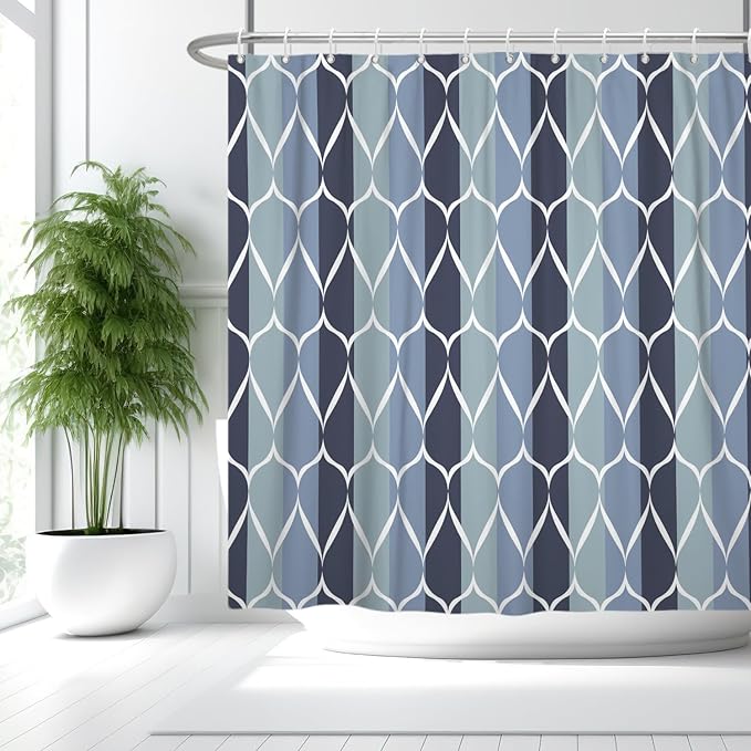 MCCKTIU Blue Shower Curtain Modern Bathroom Shower Curtain Waterproof Fabric Machine Washable Shower Curtain Set 72 x 72 Inches