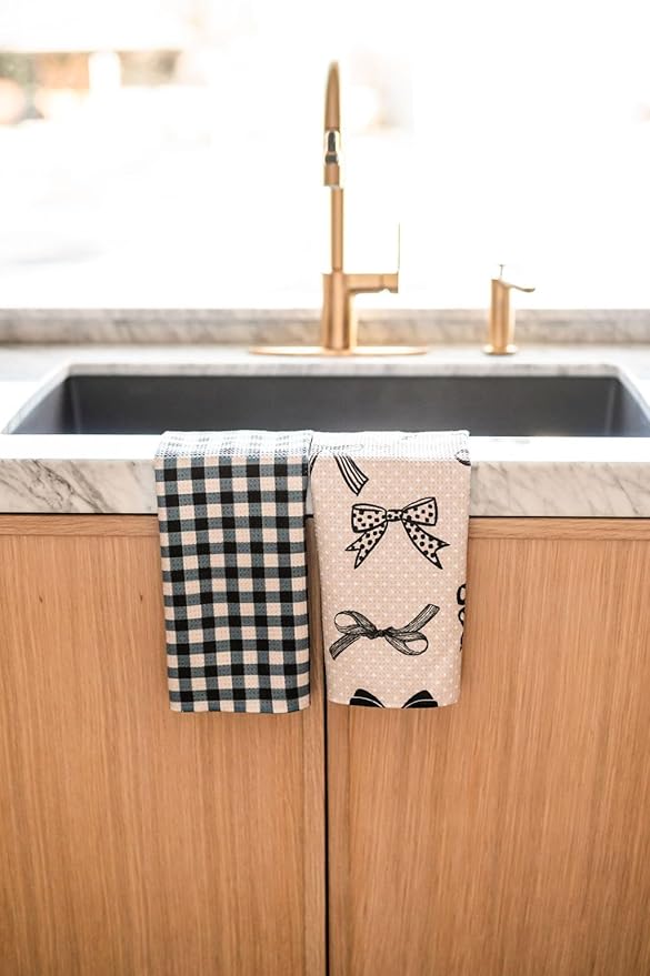 Desert Aqua || 2 Pack|| Double Sided Dish Towels || Waffle Weave Microfiber || Tea Towels || Highly Absorbent || Hanging Loop || Dish Cloths || Modern || Designer Prints