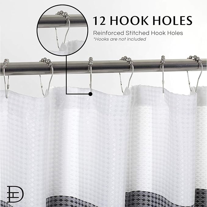 Dainty Home | Black Ombre Waffle Weave Shower Curtain - 70" x 72" - Water Resistant Polyester Blend Fabric Shower Curtain - The Best Gradient Design Washable Waffle Shower Curtain
